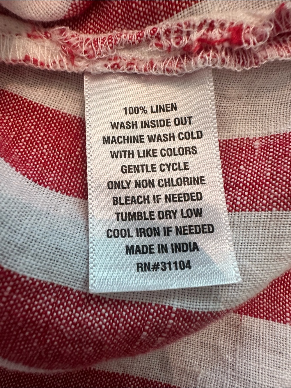 Crown & Ivy Sleeveless 100% Linen Top Womens Small Red and White Stripe - Preppy - Picture 4 of 4